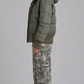 OLIVE PUFFER OVERSIZE JACKET WITH FUR
