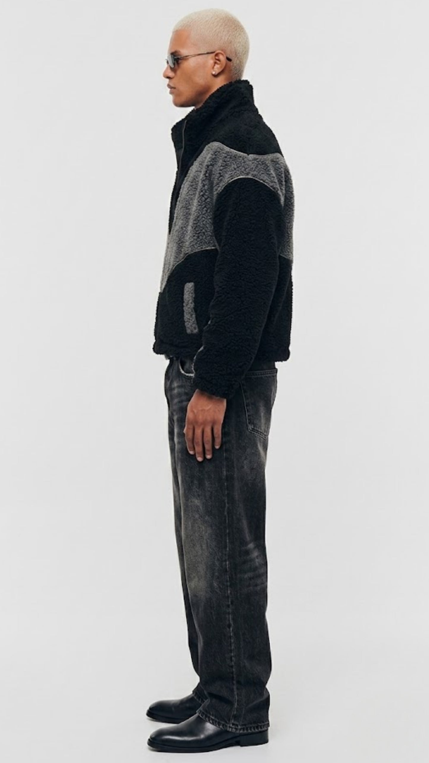 BLACK AND DARK GREY WOOL YK2 JACKET