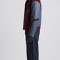 DARK RED SUEDE AND DARK BLUE LEATHER OVERSIZED JACKET