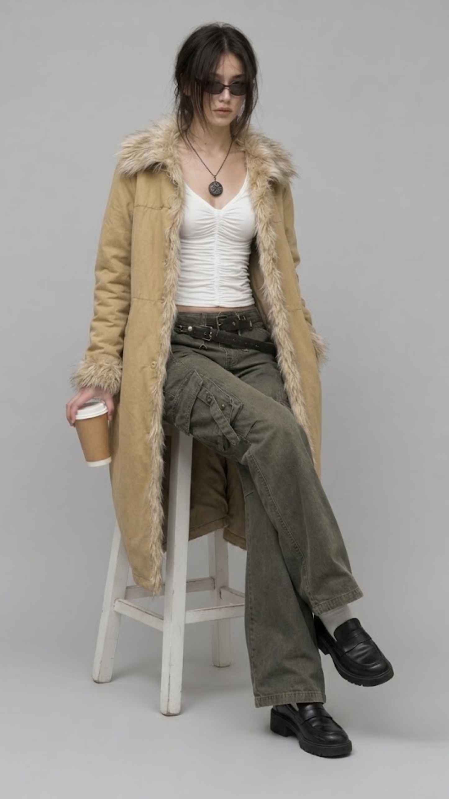 LIGHT YELLOW COTTON LONG OVER-COAT