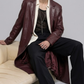 DARK RED VINE LONG LEATHER COAT