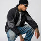 BLACK AND DARK GREY NYLON Y2K OVERSIZED JACKET