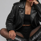 DARKEST BLACK AVIATOR LEATHER BAGGY OVERSIZED JACKET