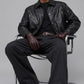 DARKEST BLACK LEATHER BAGGY JACKET