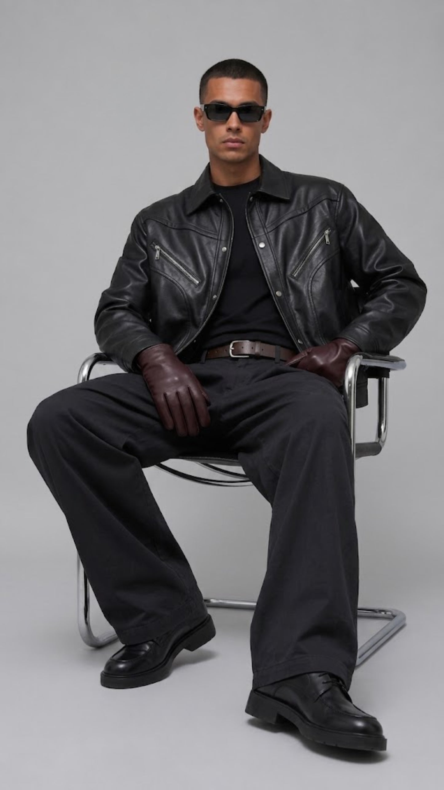 DARKEST BLACK LEATHER BAGGY JACKET