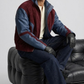 DARK RED SUEDE AND DARK BLUE LEATHER OVERSIZED JACKET
