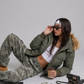 OLIVE PUFFER OVERSIZE JACKET WITH FUR