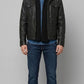 BLACK LEATHER TRUCKER JACKET