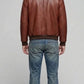 COGNAC LEATHER AVIATOR JACKET WITH BLACK SHEARLING