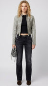 GREY DISTRESSED LEATHER JACKET