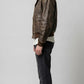 BROWN DISTRESSED LEATHER BOMBER JACKET