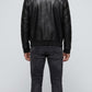 BLACK LEATHER BOMBER JACKET