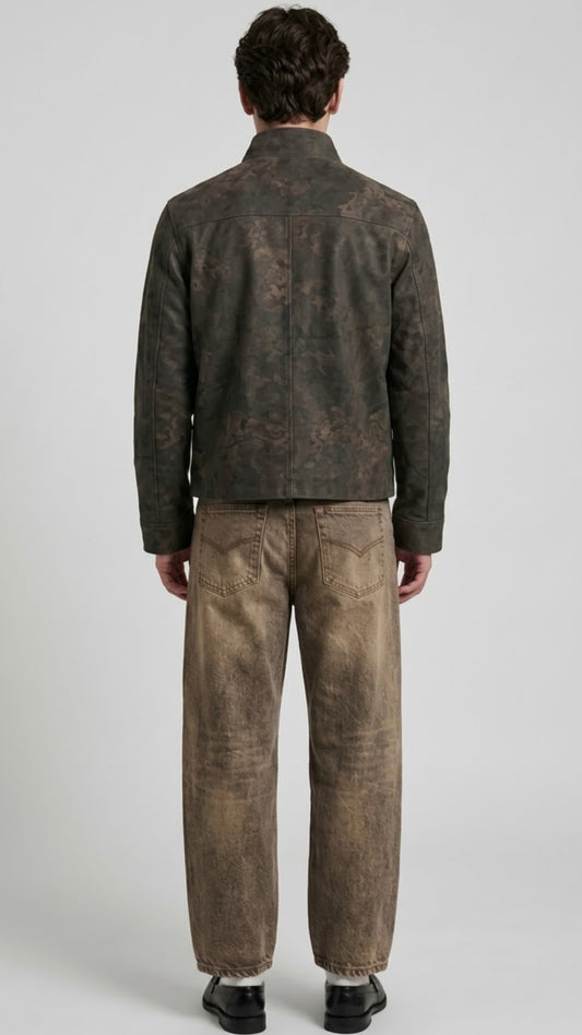 SLEEK DISTRESSED CHARCOAL LEATHER JACKET