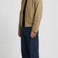 BEIGE LEATHER JACKET WITH DARK BROWN LEATHER COLLAR