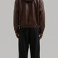 DARK MAROON LEATHER BOMBER JACKET WITH HOOD