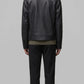 DARK BLACK LEATHER BOMBER JACKET