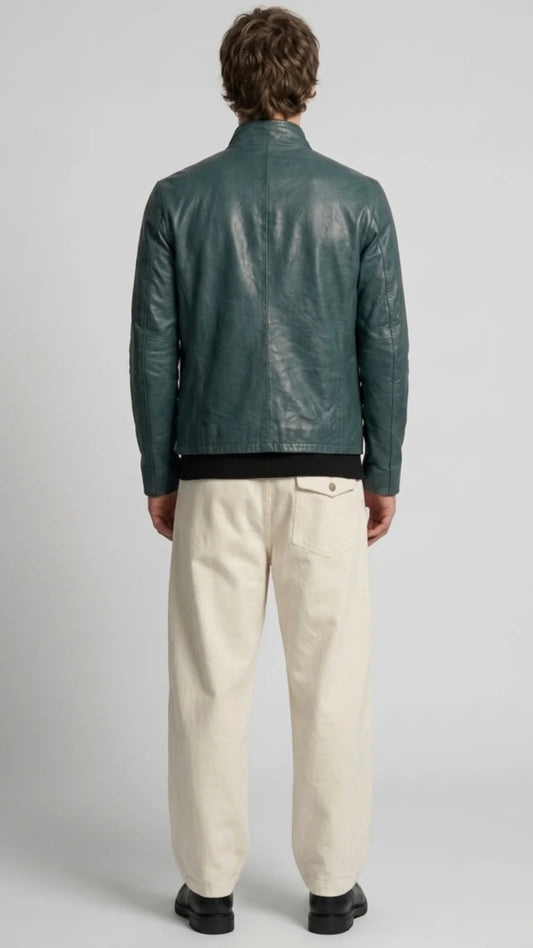 DARK CYAN LEATHER JACKET