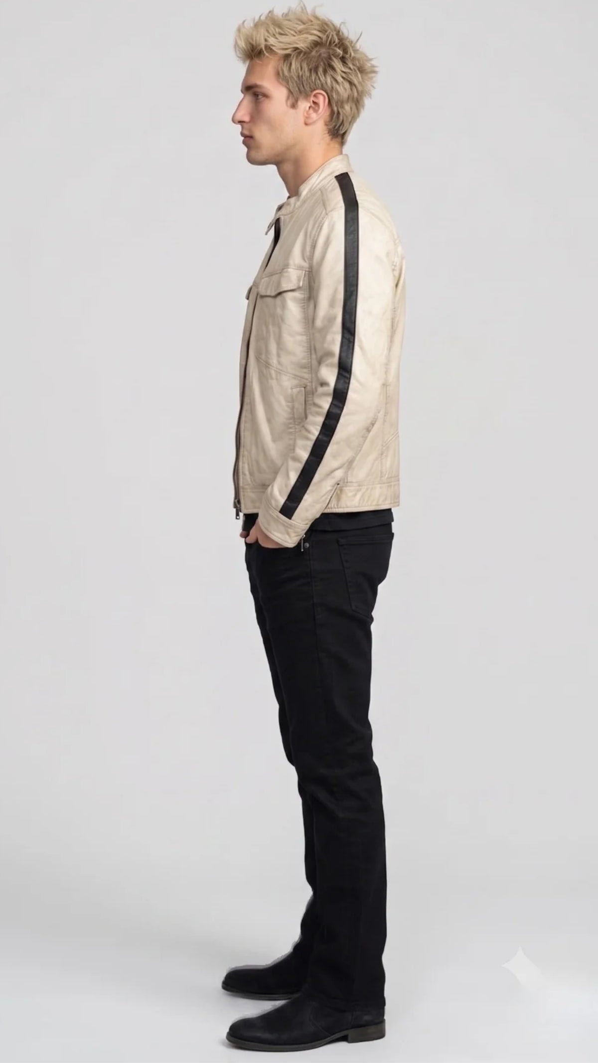 OFF-WHITE CAFE RACER LEATHER BIKER JACKET