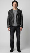 BLACK LEATHER MOTO JACKET