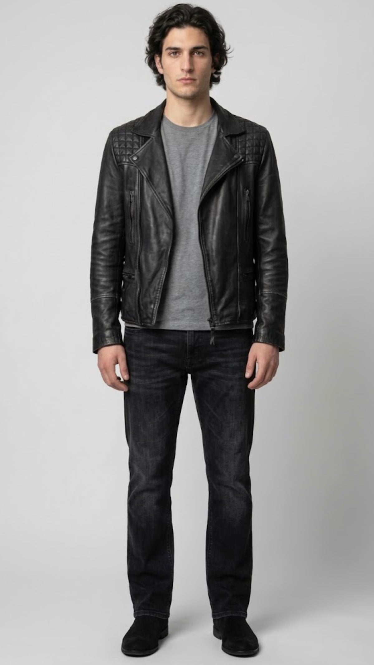BLACK LEATHER MOTO JACKET