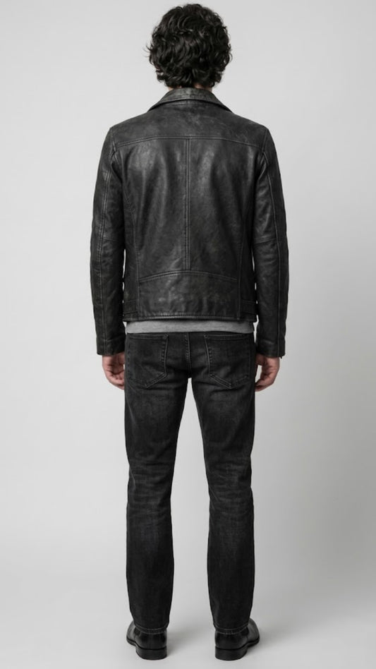 BLACK LEATHER MOTO JACKET