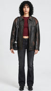 PREMIUM DISTRESSED BLACK LEATHER TRUCKER JACKET