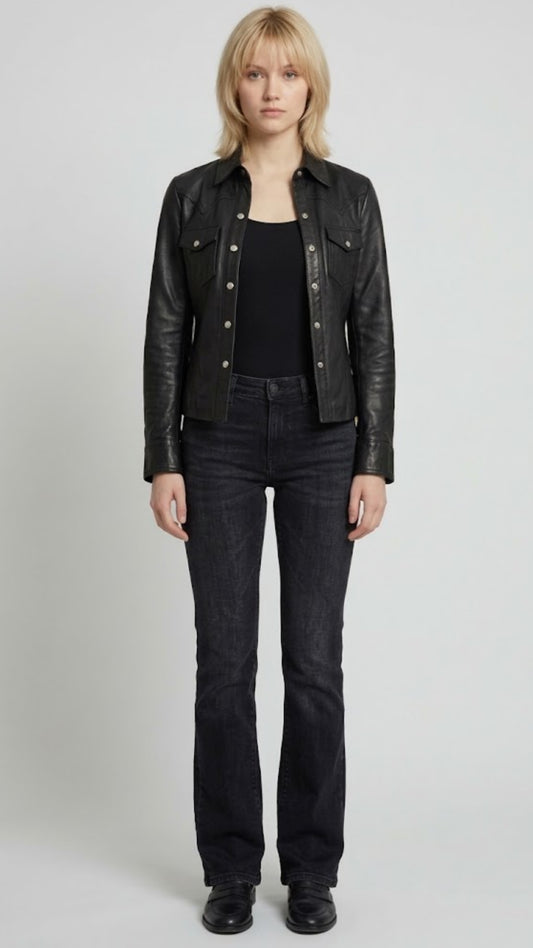 PREMIUM BLACK LEATHER TRUCKER JACKET