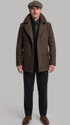 DARK BROWN LONG WOOL PEA-COAT