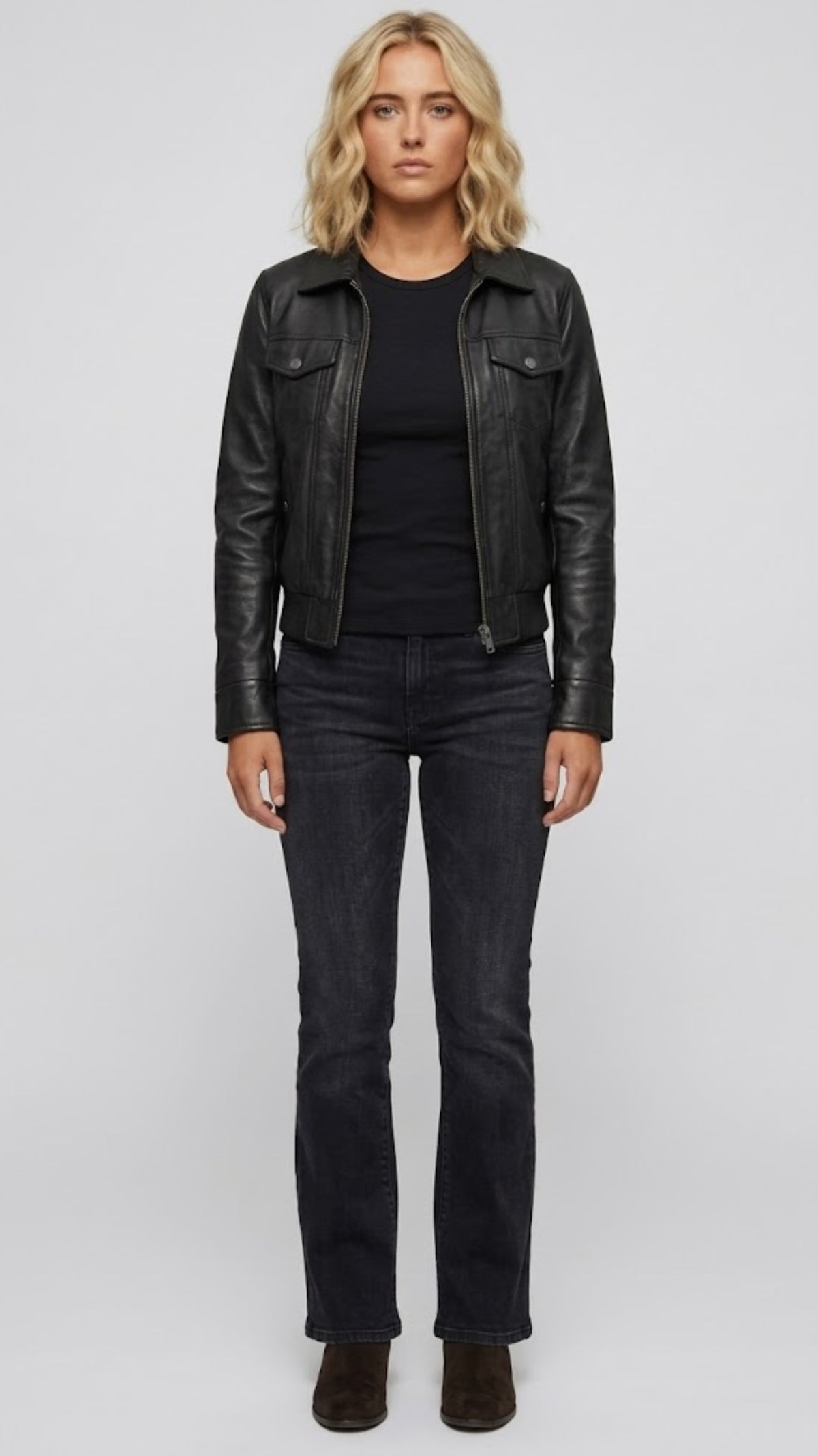 PREMIUM BLACK LEATHER BOMBER JACKET