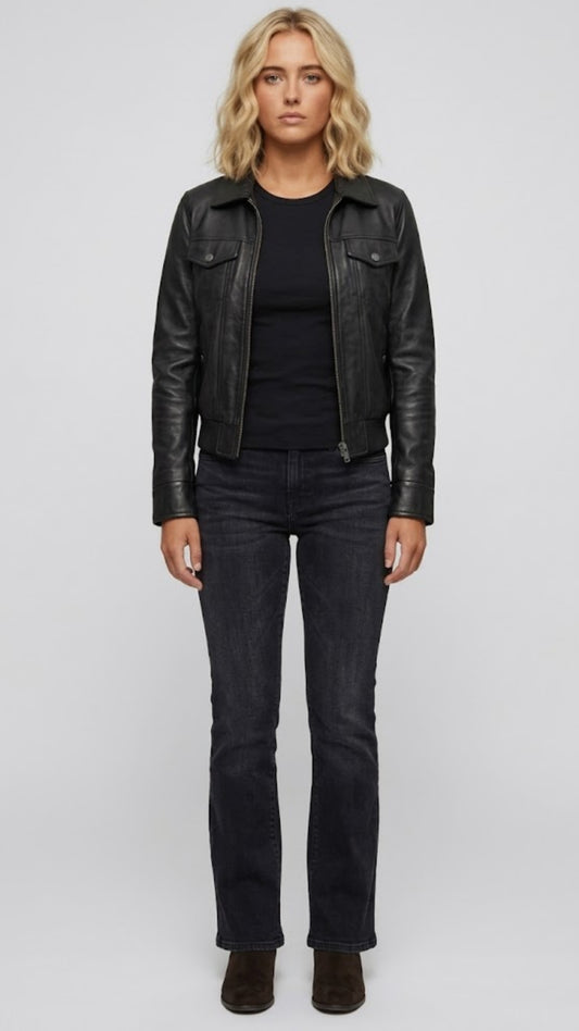 PREMIUM BLACK LEATHER BOMBER JACKET