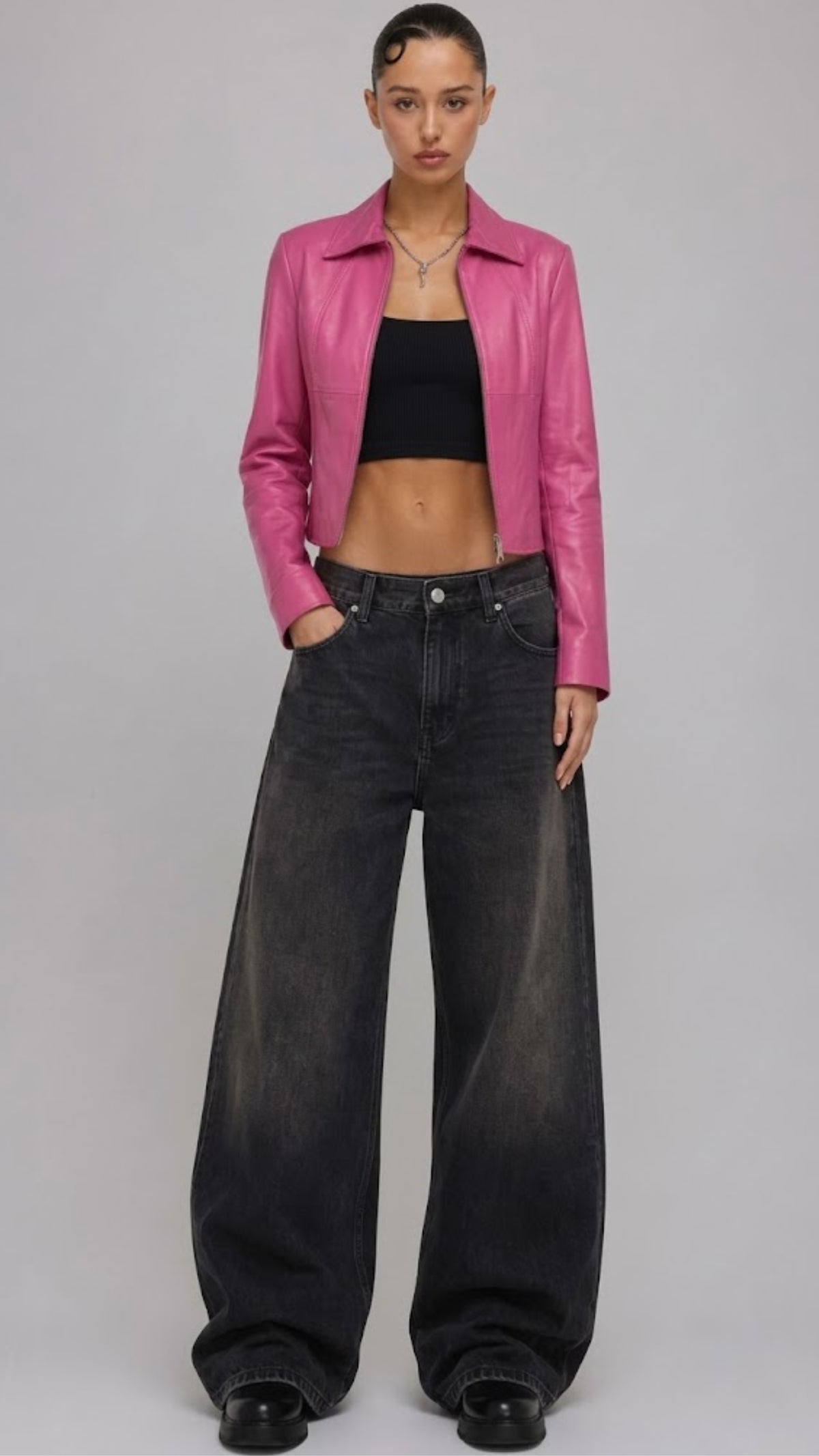 PINK LEATHER JACKET