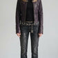 DARK PURPLE LEATHER BIKER JACKET