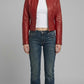 RED LEATHER CAFE RACER JACKET