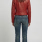 RED LEATHER CAFE RACER JACKET