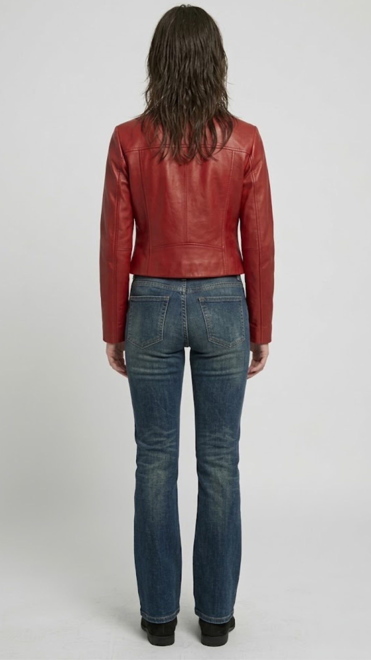 RED LEATHER CAFE RACER JACKET