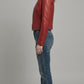 RED LEATHER CAFE RACER JACKET
