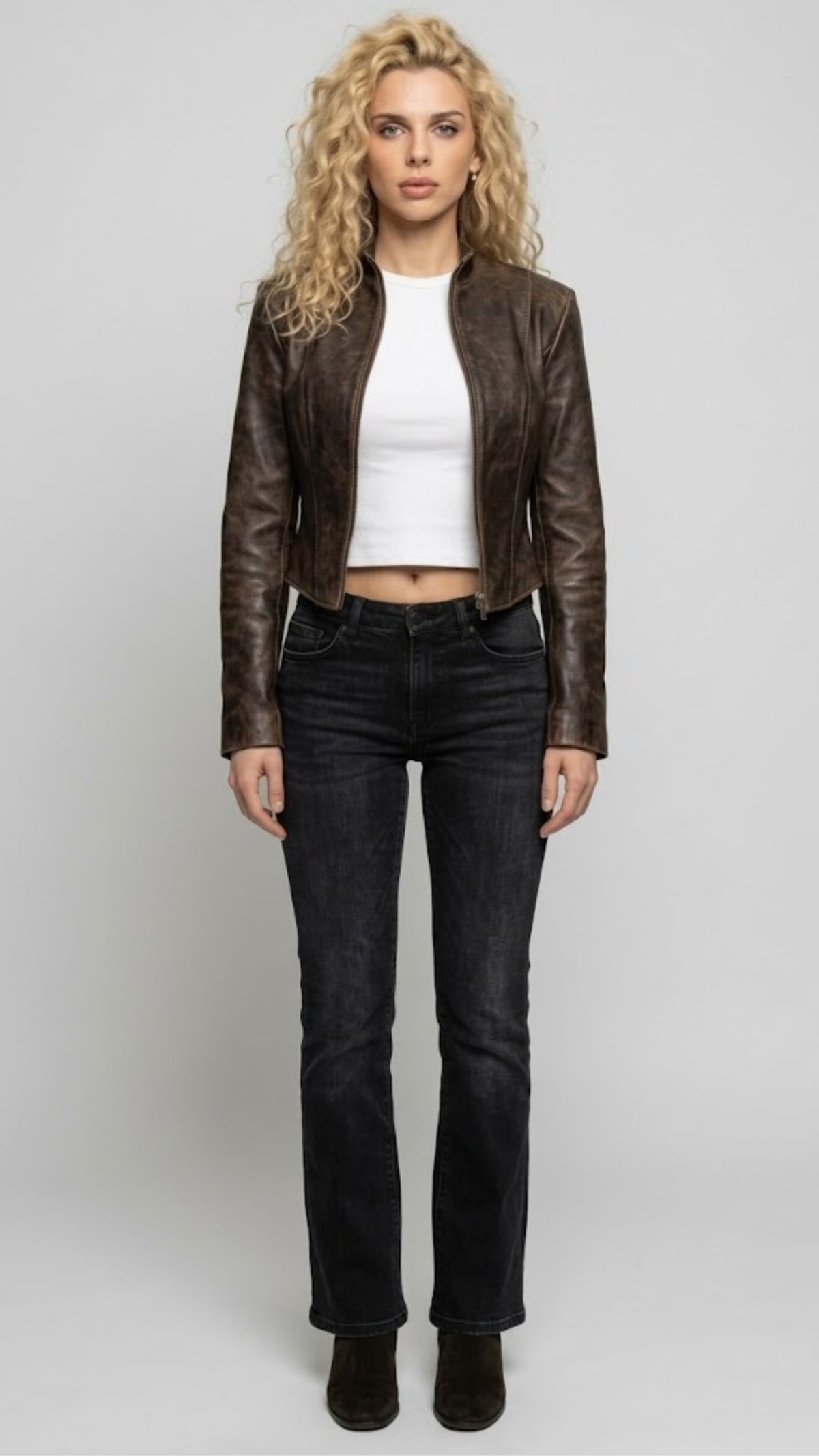 PREMIUM DARK BROWN DISTRESSED LEATHER JACKET