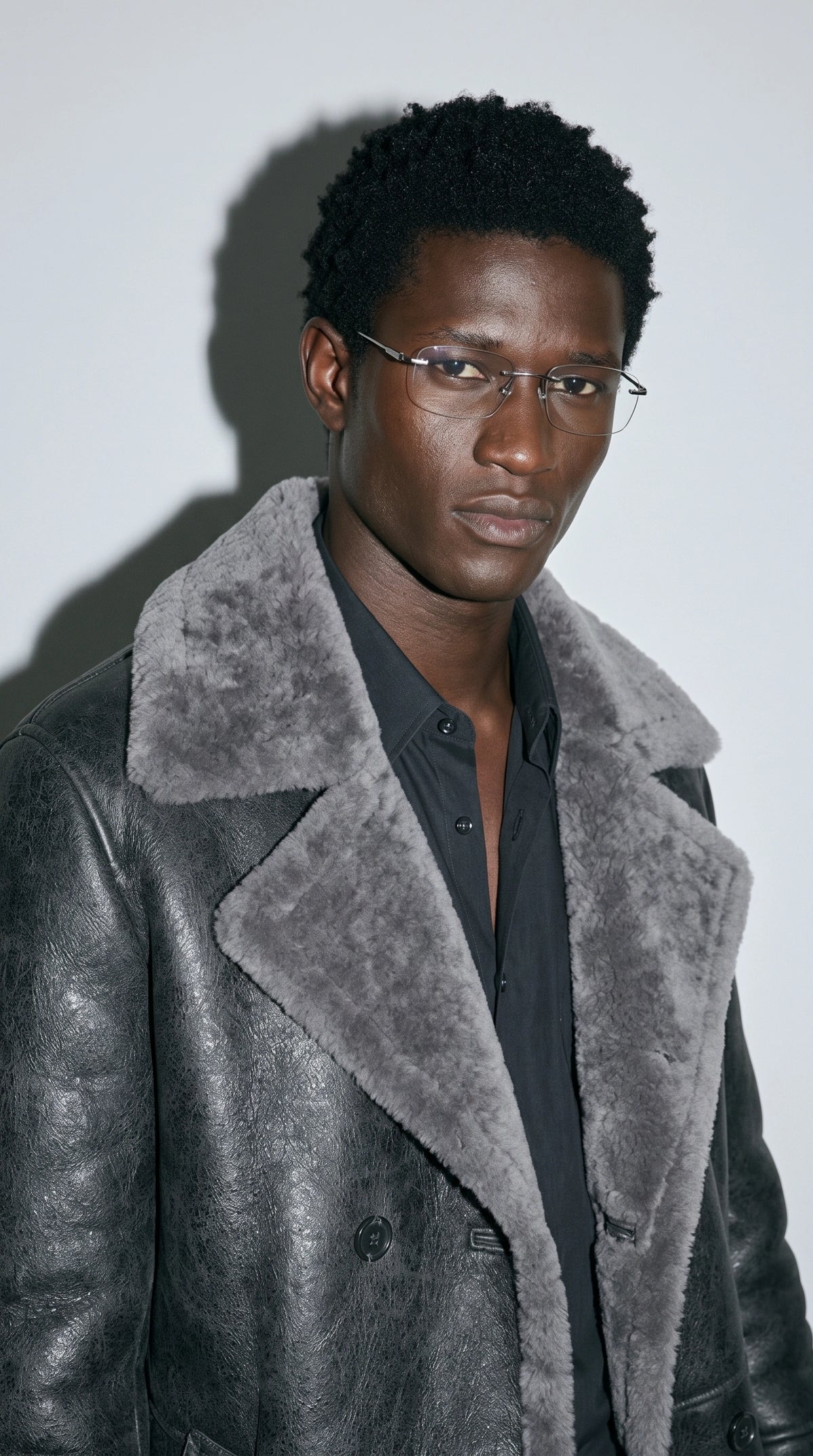 Bring dramatic flair to your winter wardrobe in this engaging Jackero charcoal grey leather trench coat, combining a sleek longline silhouette with cozy faux sherpa for the ultimate streetwear flex.