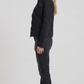 Jackero minimalist black denim jacket on a grey background