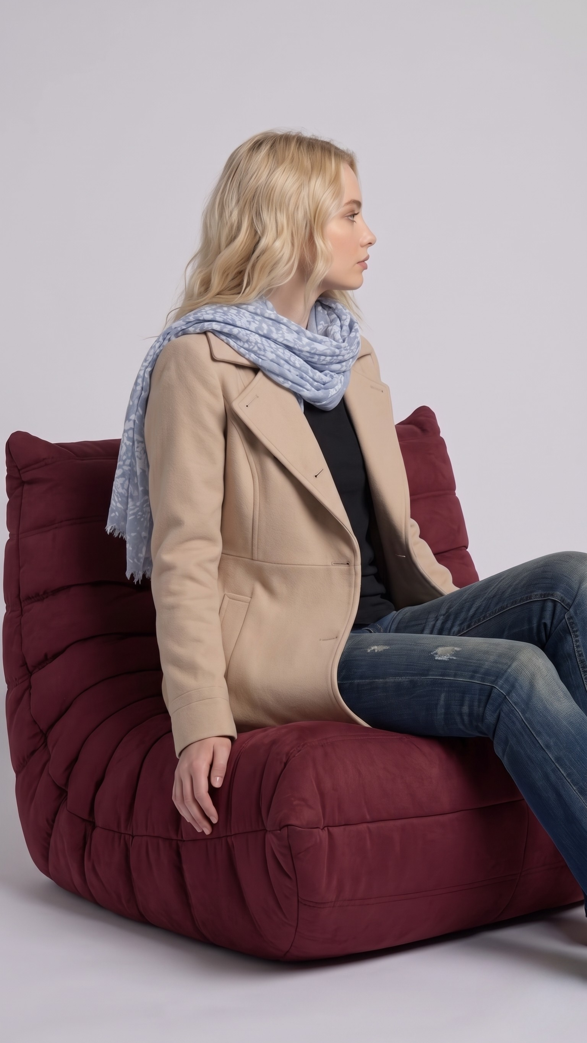 Women's sophisticated fashion showcasing a minimalist long-line cream cotton coat styled for a sharp look.