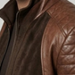 Close-up micro detail focusing on the premium soft texture of dark chocolate brown suede and the intricate quilted stitching pattern.