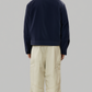  Jackero men's dark navy blue suede jacket showcasing precise panel stitching and clean shoulder lines.