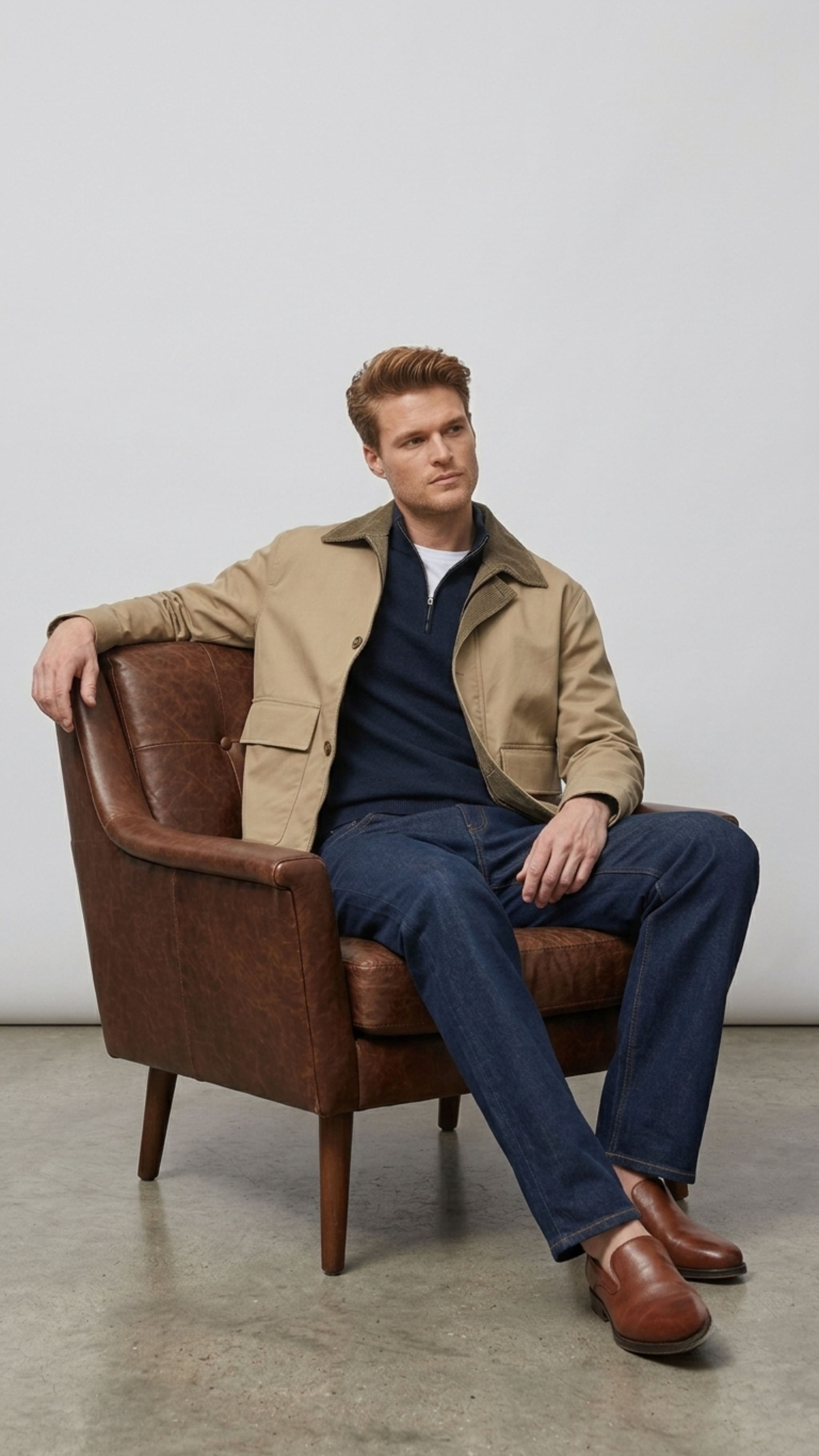 A versatile light beige cotton jacket designed for effortless smart-casual layering and a clean aesthetic look.