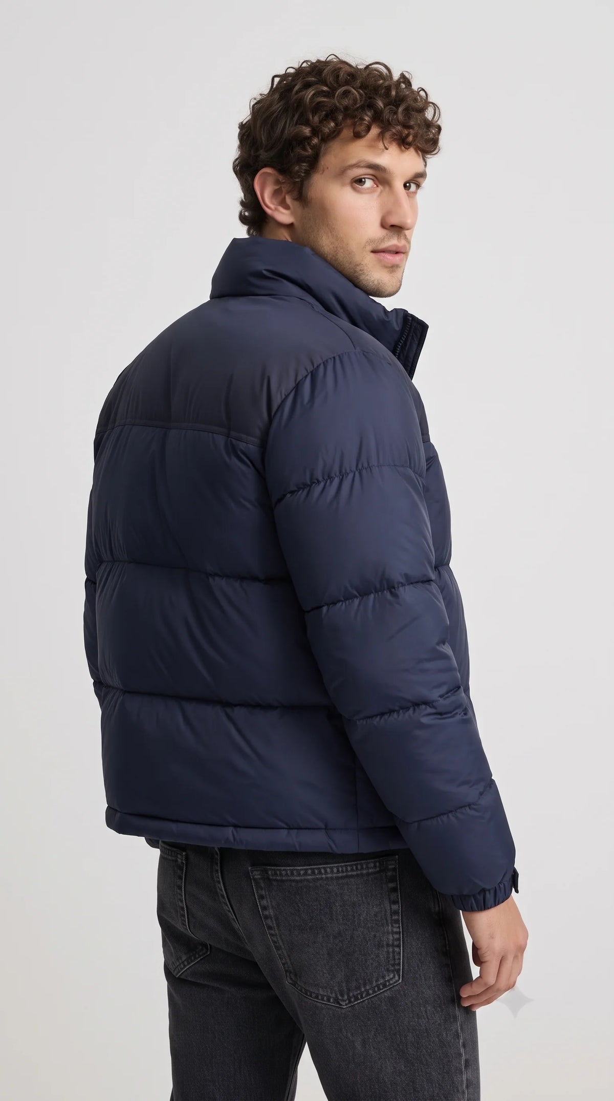 Step into the freeze with confidence wearing this exclusive Jackero midnight blue puffer outerwear, designed to deliver high-end street culture energy and absolute warmth.