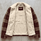 Jackero flannel checked shearling jacket beautifully showcased against a clean studio background.