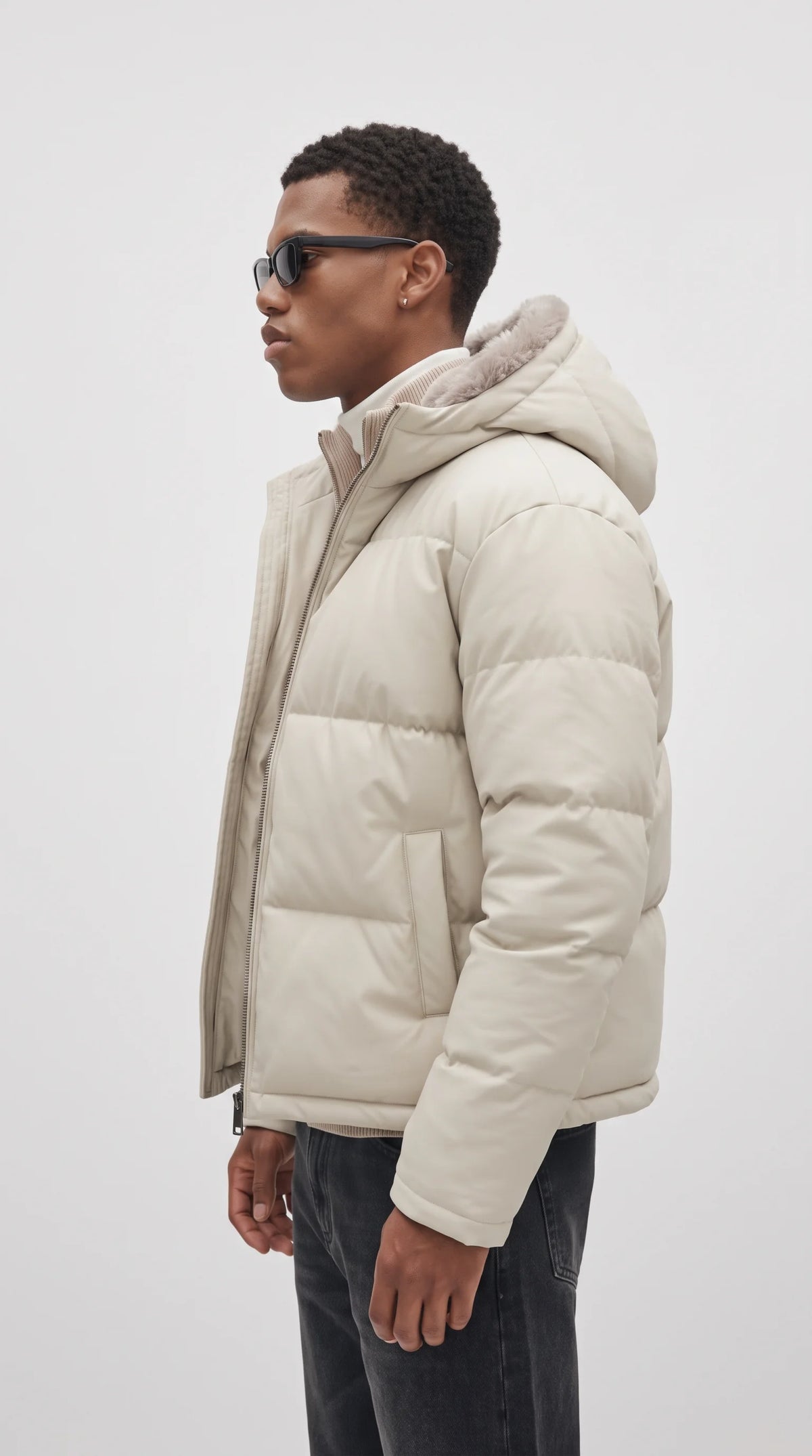 Elevate your winter drip with this exclusive Jackero pristine white quilted puffer jacket, boasting an eye-catching fur trim that dominates the modern hype culture scene.