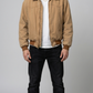 Jackero light brown soft cotton jacket featuring a sleek full-zip front and minimalist collar design.