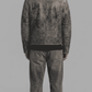 Men's classic aviator style charcoal grey leather jacket with cozy white shearling trim.