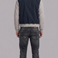 Regular fit dark navy blue and grey cotton outerwear layered effortlessly for a clean, smart-casual aesthetic.