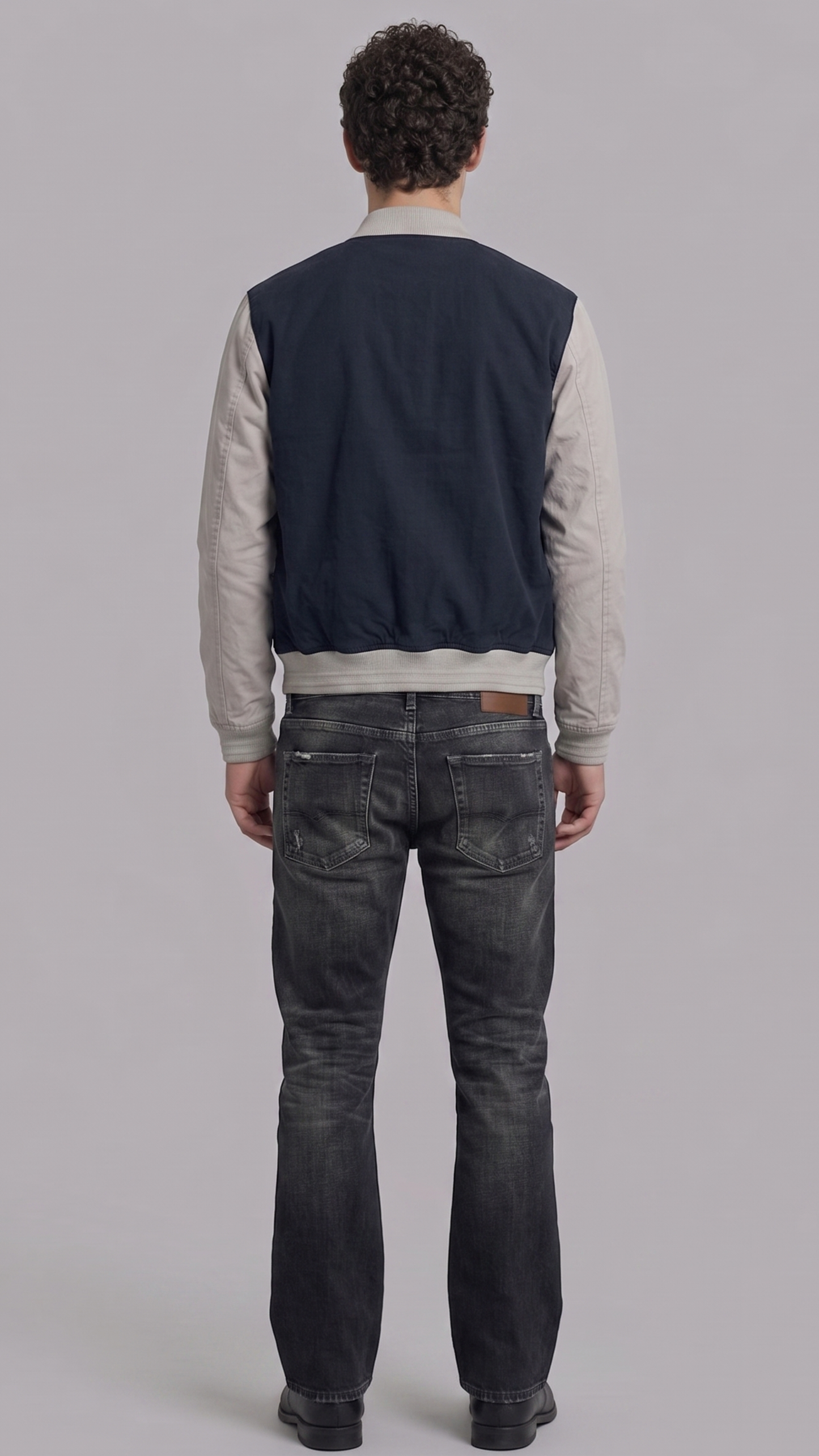 Regular fit dark navy blue and grey cotton outerwear layered effortlessly for a clean, smart-casual aesthetic.